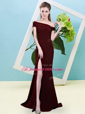 Pretty Brown Zipper Bridesmaid Dress Ruching Sleeveless Floor Length