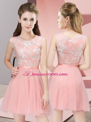 Designer Mini Length A-line Sleeveless Baby Pink Quinceanera Court Dresses Side Zipper