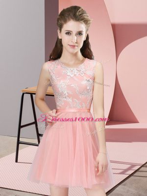 Designer Mini Length A-line Sleeveless Baby Pink Quinceanera Court Dresses Side Zipper