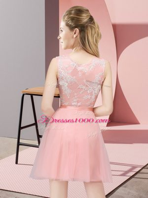 Designer Mini Length A-line Sleeveless Baby Pink Quinceanera Court Dresses Side Zipper