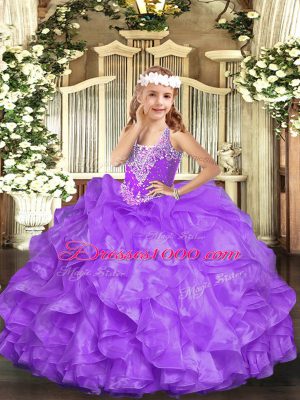 Stylish Sleeveless Beading and Ruffles Lace Up Girls Pageant Dresses