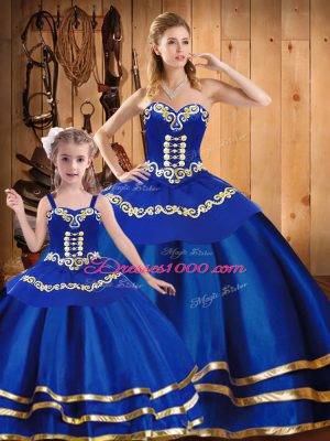 Organza Sleeveless Floor Length Vestidos de Quinceanera and Embroidery