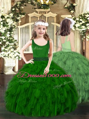 Floor Length Green Sweet 16 Quinceanera Dress V-neck Sleeveless Zipper