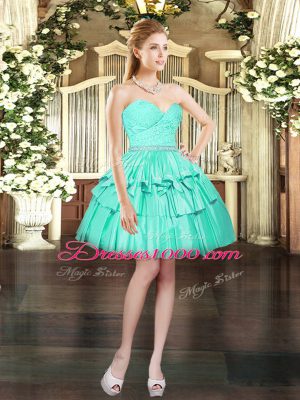 Exceptional Aqua Blue Sleeveless Organza Lace Up Evening Dress for Prom and Party