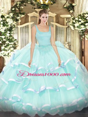 Fabulous Sleeveless Beading and Ruffled Layers Zipper 15 Quinceanera Dress