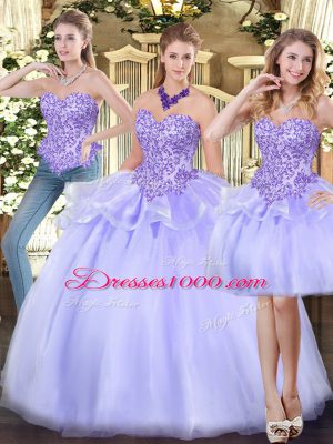 Low Price Lavender Sleeveless Organza Zipper Quinceanera Dress for Military Ball and Sweet 16 and Quinceanera