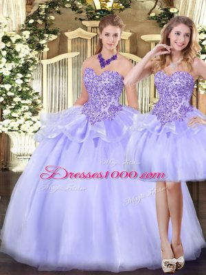 Low Price Lavender Sleeveless Organza Zipper Quinceanera Dress for Military Ball and Sweet 16 and Quinceanera