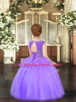 Lavender Sleeveless Organza Lace Up Party Dress for Toddlers for Party and Quinceanera