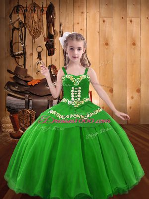 Gorgeous Green Sleeveless Organza Lace Up Little Girls Pageant Dress for Sweet 16 and Quinceanera