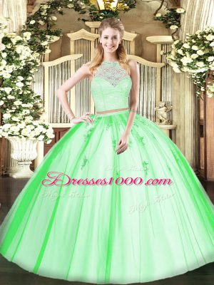 Scoop Sleeveless Zipper Quinceanera Dresses Tulle