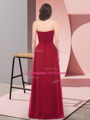 Colorful Dark Purple Empire Chiffon Sweetheart Sleeveless Appliques Floor Length Lace Up Prom Gown