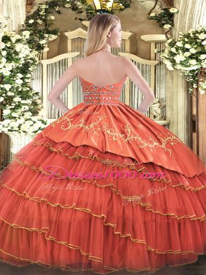 Simple Gold Sleeveless Floor Length Beading and Embroidery and Ruffled Layers Zipper Quinceanera Dress