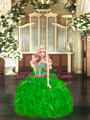 Organza Sleeveless Floor Length Quinceanera Dress and Beading and Ruffles