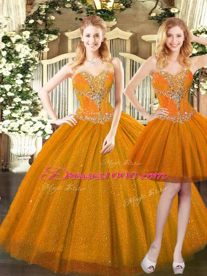 Sleeveless Beading Lace Up Ball Gown Prom Dress