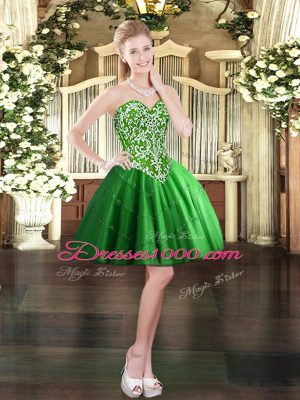 Admirable Green Lace Up Quinceanera Dresses Beading Sleeveless Floor Length