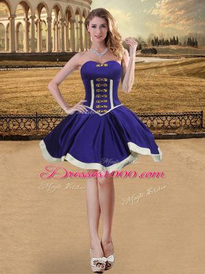 Beauteous Purple Sleeveless Beading Mini Length Dress for Prom