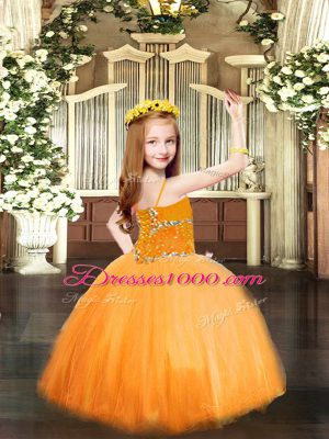 Sleeveless Beading Lace Up Party Dress for Toddlers