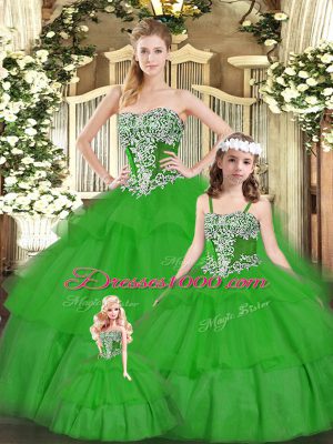 Graceful Organza Sleeveless Floor Length Quinceanera Dress and Beading and Ruffled Layers