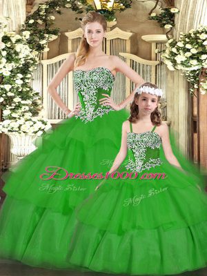 Graceful Organza Sleeveless Floor Length Quinceanera Dress and Beading and Ruffled Layers