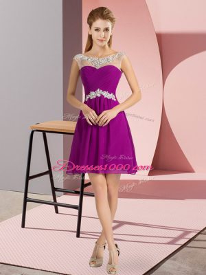 On Sale Chiffon Cap Sleeves Mini Length Prom Dress and Beading