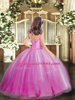 Elegant Turquoise Straps Neckline Appliques Little Girl Pageant Dress Sleeveless Lace Up