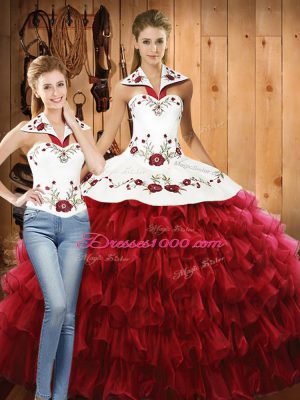 Fine Sleeveless Lace Up Floor Length Embroidery and Ruffled Layers Sweet 16 Dresses