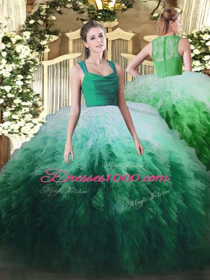 Delicate Multi-color Zipper Quinceanera Gown Ruffles Sleeveless Floor Length