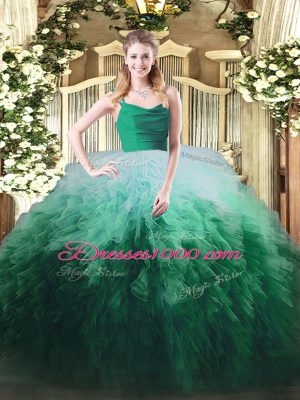 Delicate Multi-color Zipper Quinceanera Gown Ruffles Sleeveless Floor Length