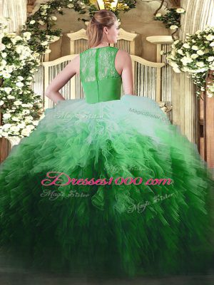 Multi-color Ball Gowns Straps Sleeveless Tulle Floor Length Zipper Ruffles Sweet 16 Quinceanera Dress