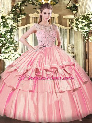 Sophisticated Sleeveless Zipper Floor Length Beading and Ruffled Layers 15 Quinceanera Dress