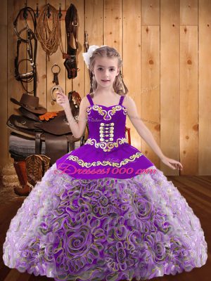 Admirable Multi-color Sleeveless Embroidery and Ruffles Floor Length Party Dress for Toddlers