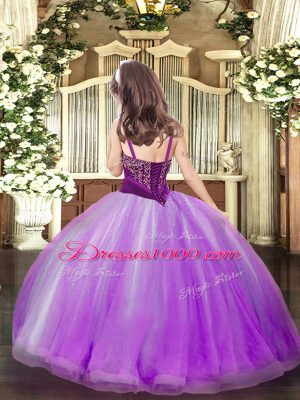 Exquisite Lilac Sleeveless Beading Floor Length Pageant Dresses