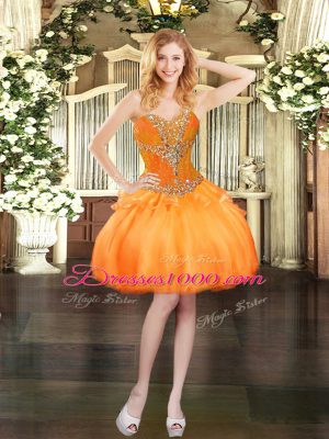Glittering Sleeveless Lace Up Mini Length Beading Homecoming Dress
