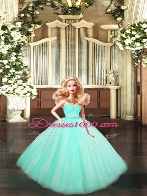 Apple Green Lace Up Sweetheart Beading and Lace Vestidos de Quinceanera Organza Sleeveless