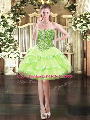 Dramatic Floor Length Three Pieces Sleeveless Yellow Green Vestidos de Quinceanera Lace Up