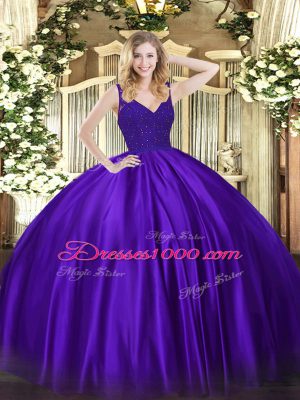 Sweet Sleeveless Beading and Lace Backless Quinceanera Gowns