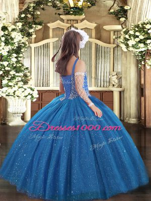 Brown Sleeveless Beading Floor Length Little Girl Pageant Dress