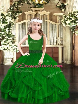 Sleeveless Beading and Ruffles Zipper Pageant Dress