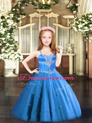 Sleeveless Beading Lace Up Winning Pageant Gowns