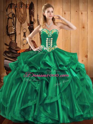Cheap Sleeveless Embroidery and Ruffles Lace Up 15 Quinceanera Dress