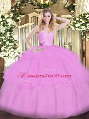 Trendy Organza Sleeveless Floor Length Sweet 16 Quinceanera Dress and Beading and Ruffled Layers
