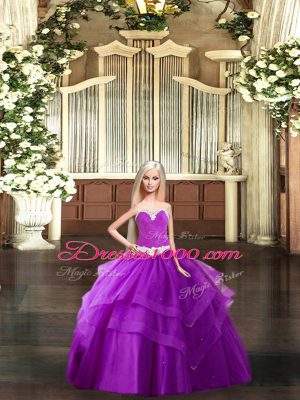 Decent Sweetheart Sleeveless Lace Up Quinceanera Dress Purple Tulle