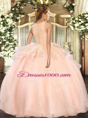 Super Ball Gowns Ball Gown Prom Dress Lavender Scoop Organza Sleeveless Floor Length Clasp Handle