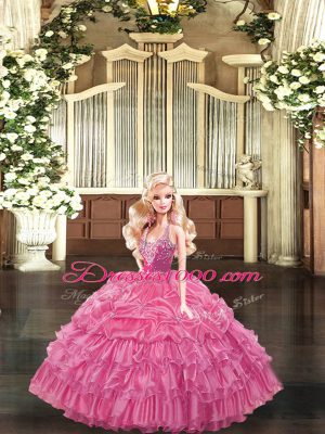 Sleeveless Ruffles and Pick Ups Lace Up 15th Birthday Dress