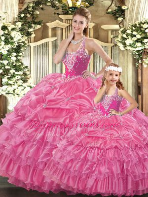 Sleeveless Ruffles and Pick Ups Lace Up 15th Birthday Dress