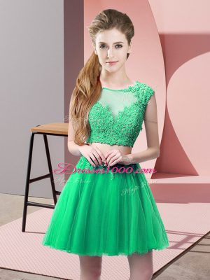 Mini Length Zipper Prom Gown Turquoise for Prom and Party with Appliques