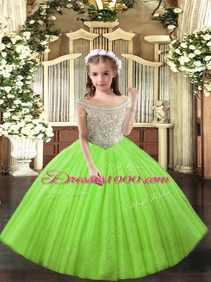 Sleeveless Lace Up Floor Length Beading and Ruffles Winning Pageant Gowns