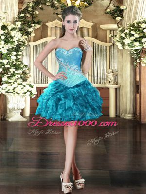 Designer Sweetheart Sleeveless Lace Up Quinceanera Dresses Aqua Blue Tulle