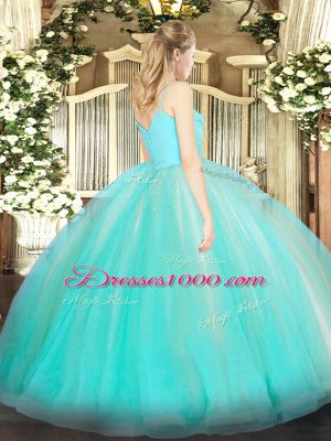 Dazzling Spaghetti Straps Sleeveless Zipper Sweet 16 Quinceanera Dress Tulle
