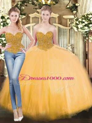 Tulle Sleeveless Floor Length Quince Ball Gowns and Beading